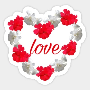 Floral love heart red and white Sticker